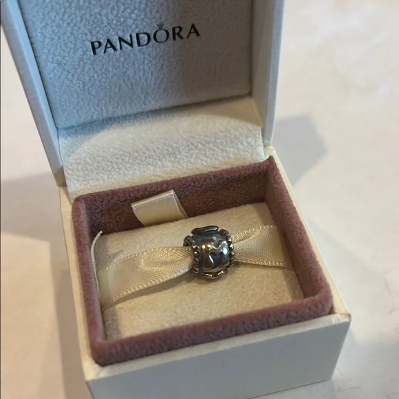 Pandora Silver Heart Accent Charm with Blue Highlights - Picture 3 of 4